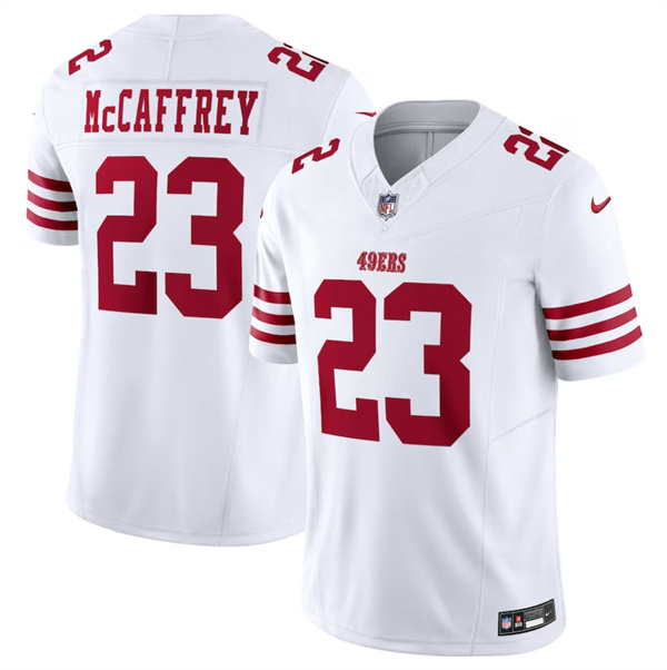 Youth San Francisco 49ers #23 Christian McCaffrey White 2023 F.U.S.E. Vapor Untouchable Limited Football Stitched Jersey